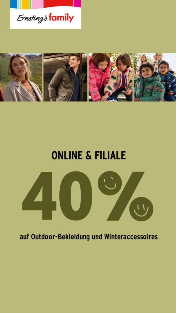 40 % auf Outdoor-Bekleidung und Winteraccessoires